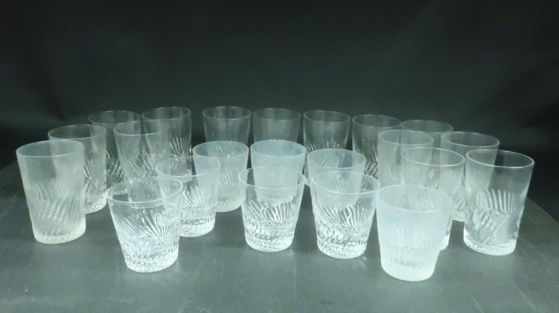 22 Stuart Glasses: 14 Highballs and 8 old fashions, twist fluted Dimensions: 5" H and 3 1.2" H (QGMAL25-291/22) (WT)