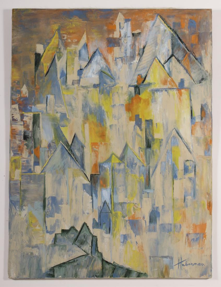 Abstract Cityscape, 20th C., O/C, signed Haberman (1 of 2)