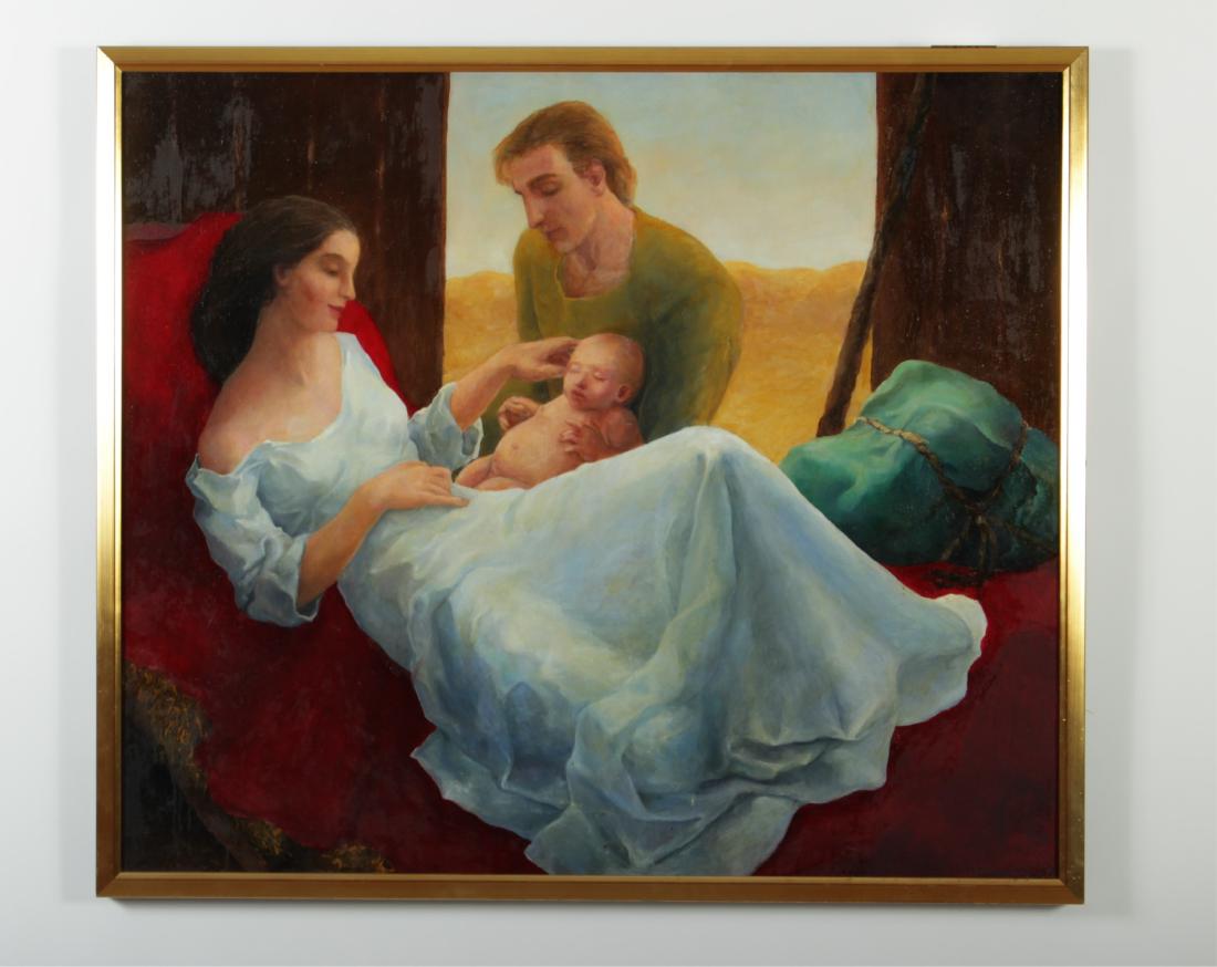 20th C., Figures with Infant, O/C (1 of 2)