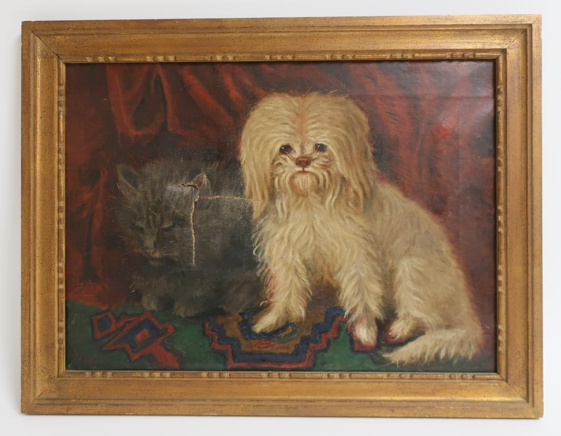 Portrait of Maltese and Cat, O/C (1 of 2)