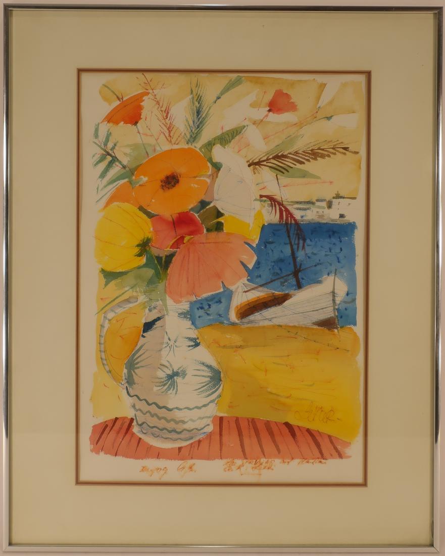 Charles Levier Floral w/ Boat in Water W/C (1 of 5)