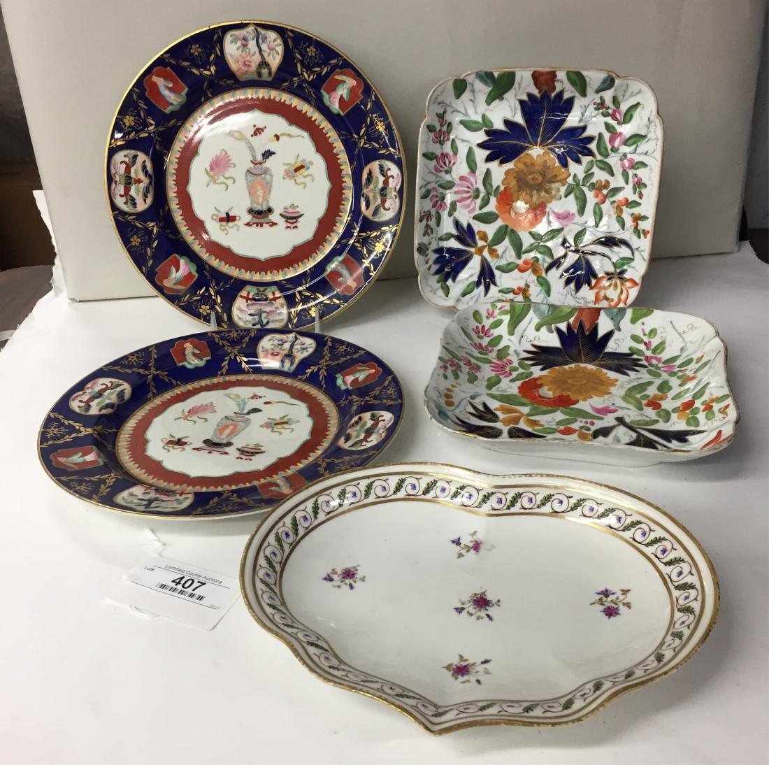 5 English Plates, Late 18th to Late 19th C. (1 of 2)
