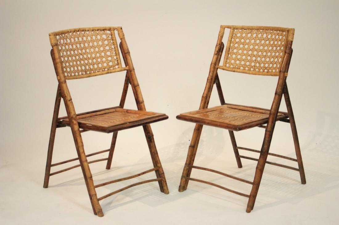 Pair of Bamboo/Rattan Folding Chairs (1 of 2)
