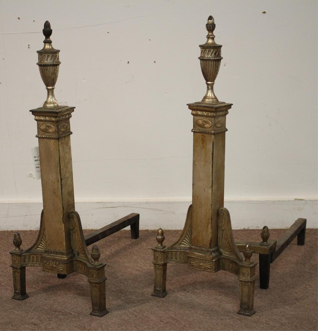 Pr. Adam Style Silvered Bronze Andirons (1 of 1)