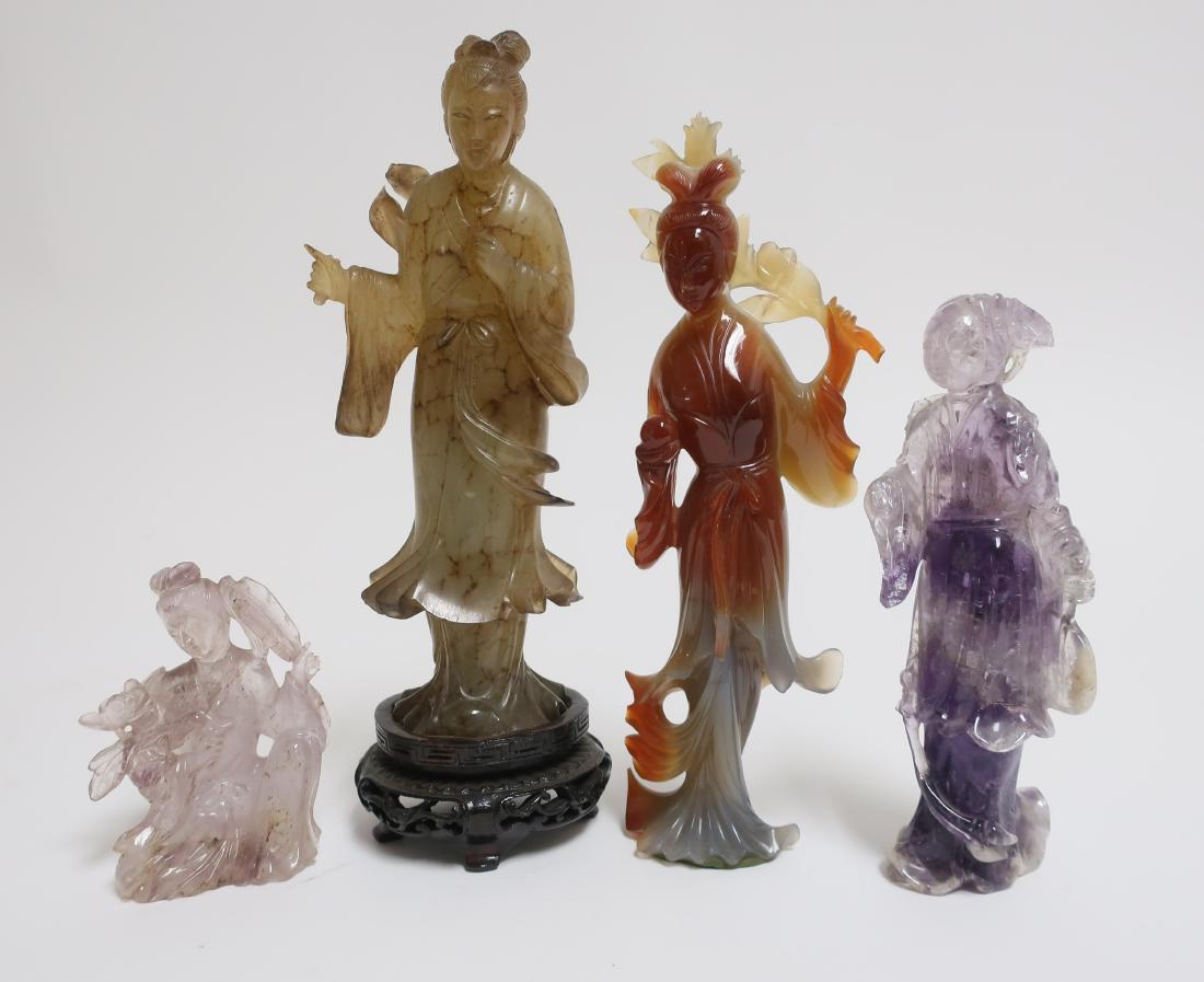 4 Chinese Hardstone Female Figures (1 of 3)
