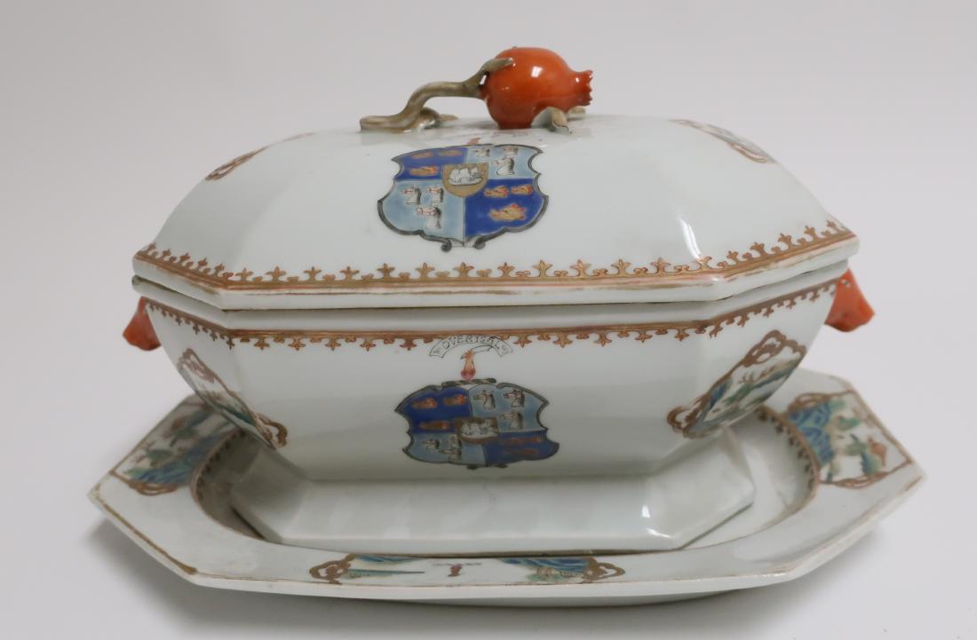 Chinese Export Style Porcelain Armorial Tureen (1 of 3)