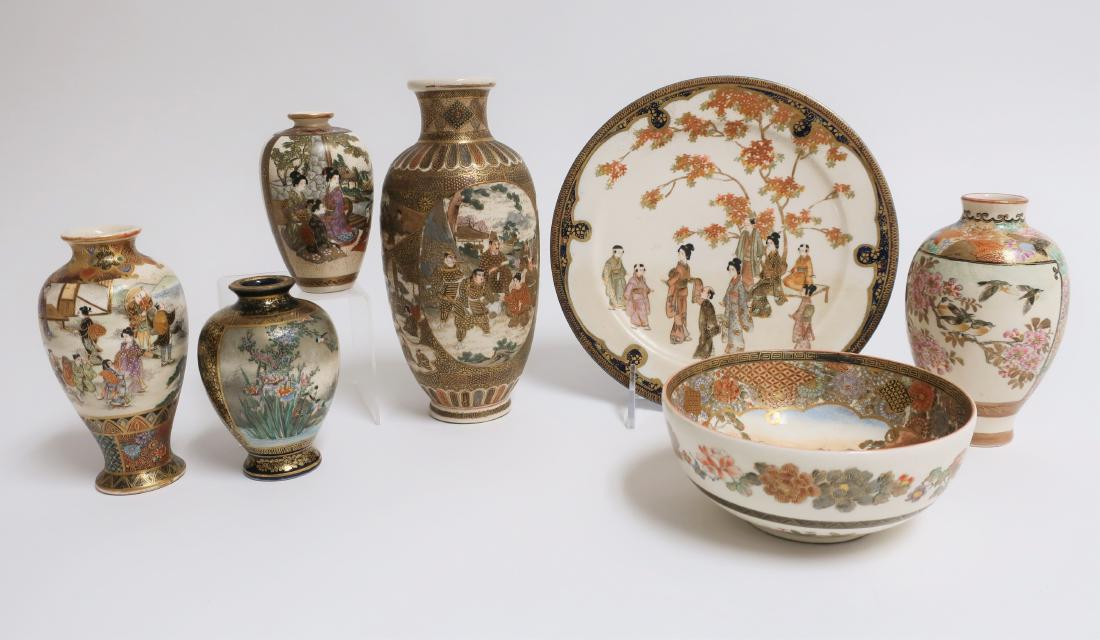 7 Japanese Satsuma Pottery Pieces (1 of 4)