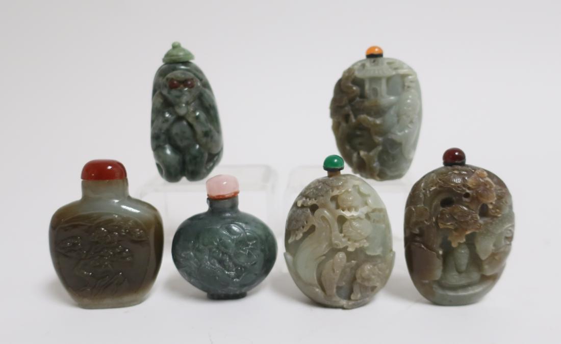 6 Chinese Jade Snuff Bottles (1 of 3)