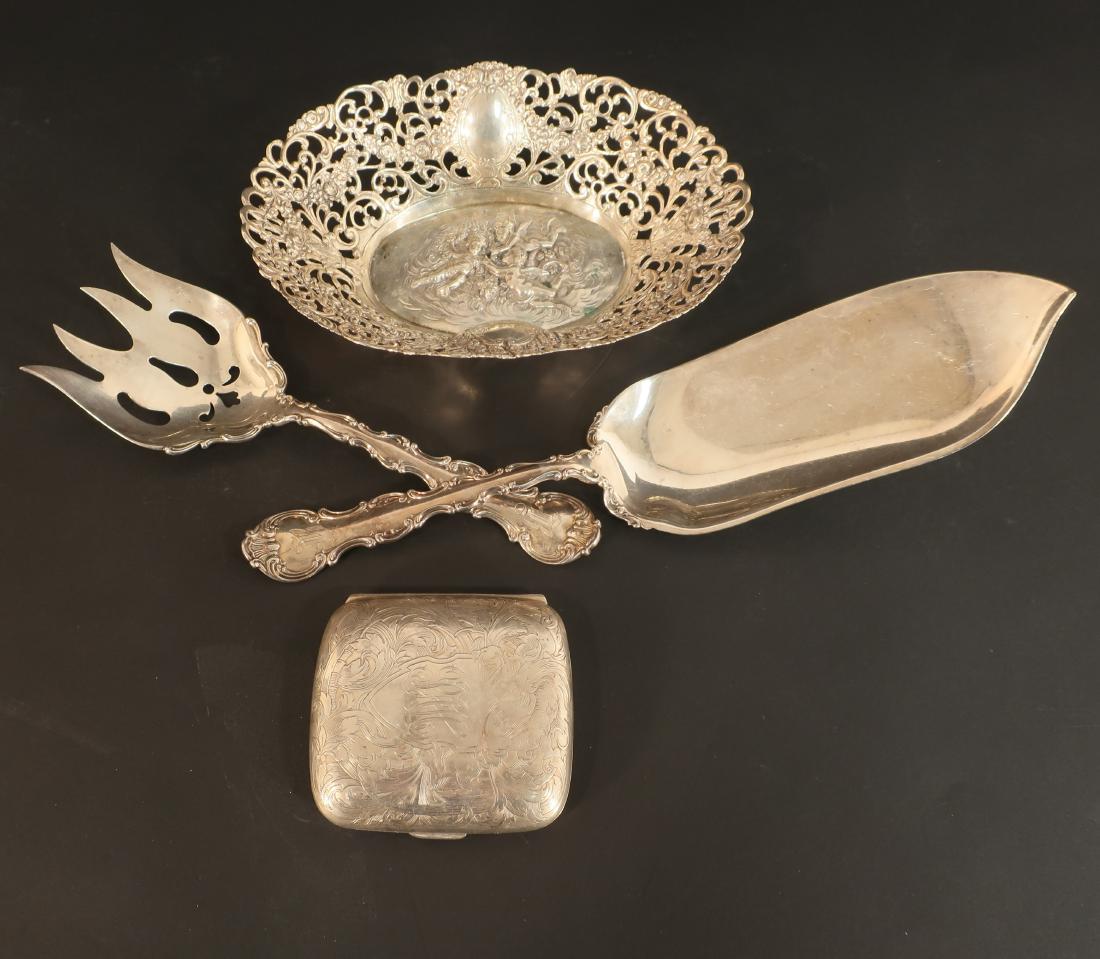 German .835 Silver Basket & SS Cigarette Case (1 of 6)