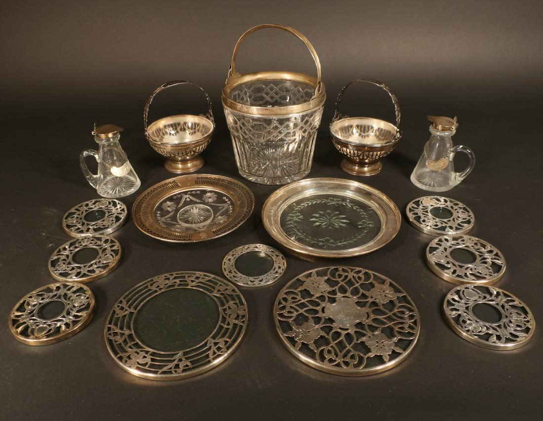 Group of Sterling Silver & Glass Table Items (1 of 6)