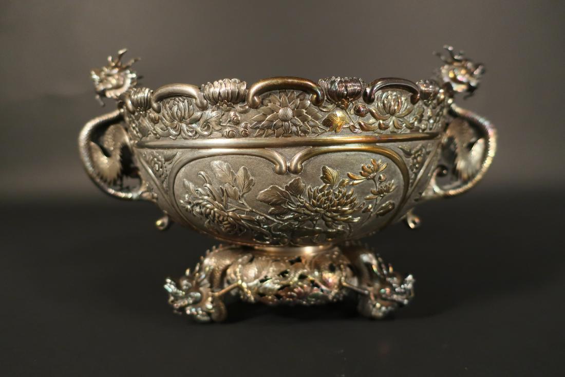 Chinese Silver Center Piece Bowl, by Wang Hing (1 of 6)