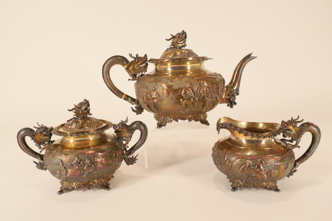 Chinese 3-Piece Silver Tea Set by Wang Hing (1 of 5)