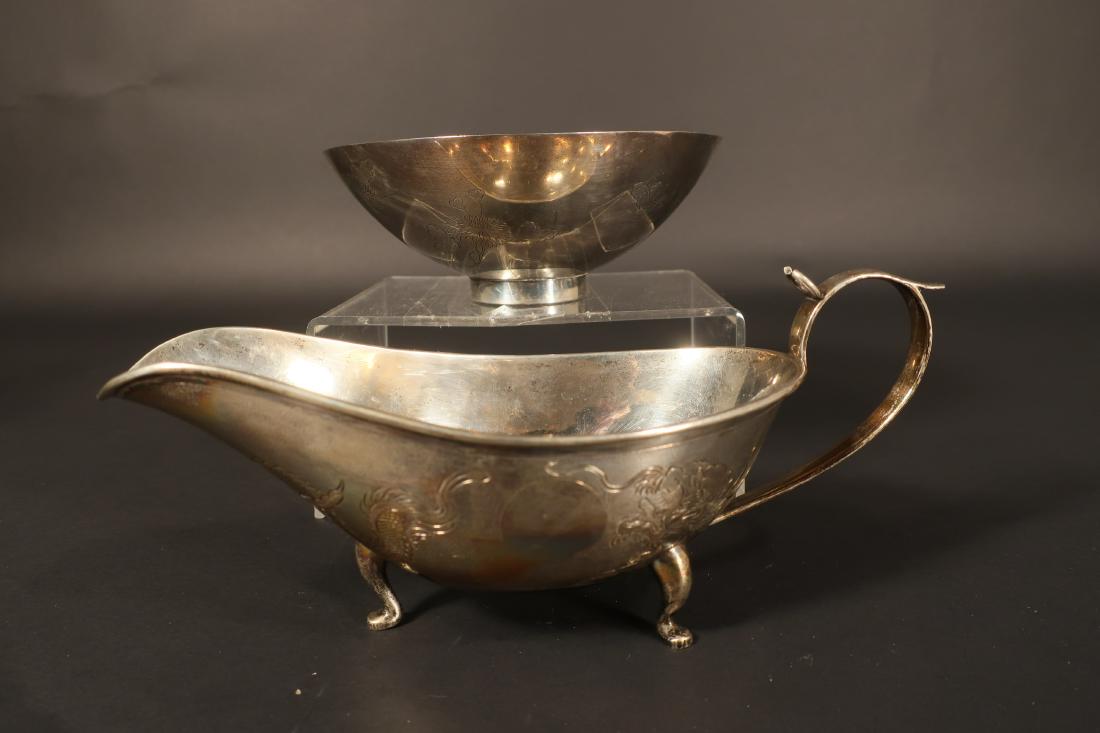 Chinese Silver Sauce Boat & Bowl (1 of 5)