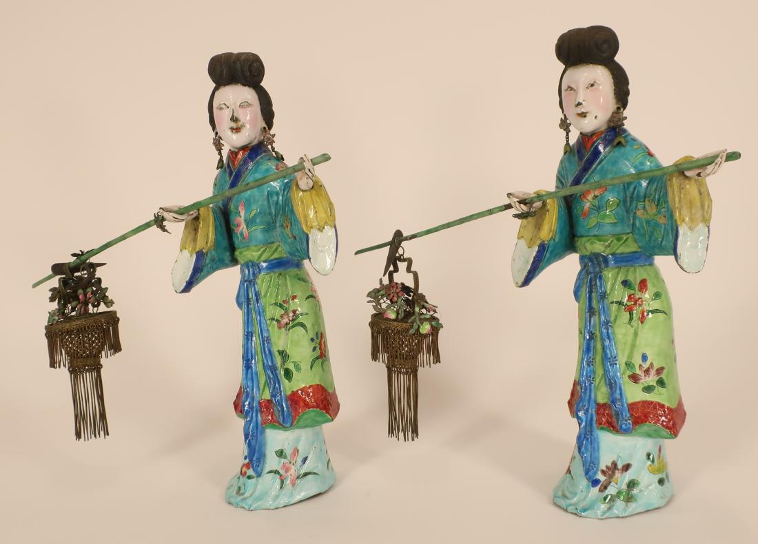 Pr. Chinese Enameled Figures of Maidens (1 of 6)