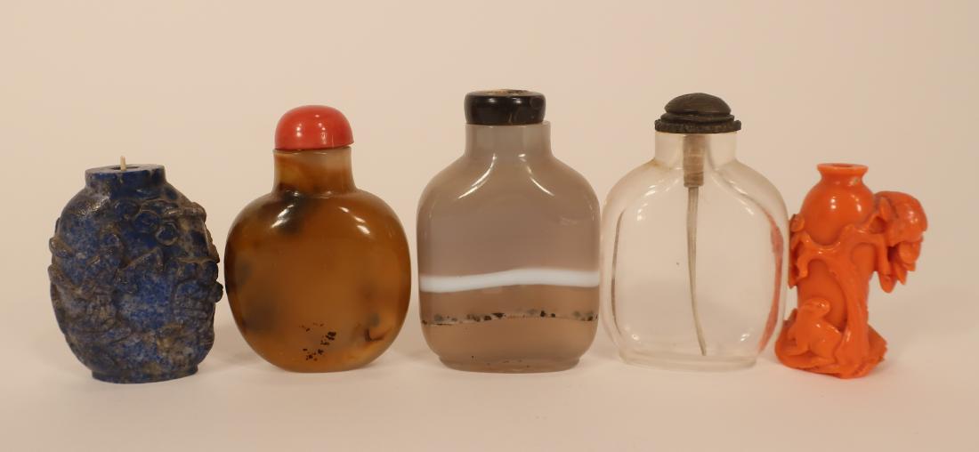 5 Chinese Snuff Bottles, Incl. Rock Crystal (1 of 4)
