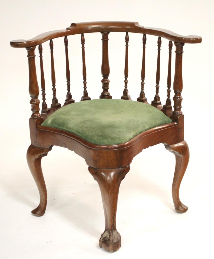 George II Walnut Corner Chair, Mid-18th C. (1 of 6)