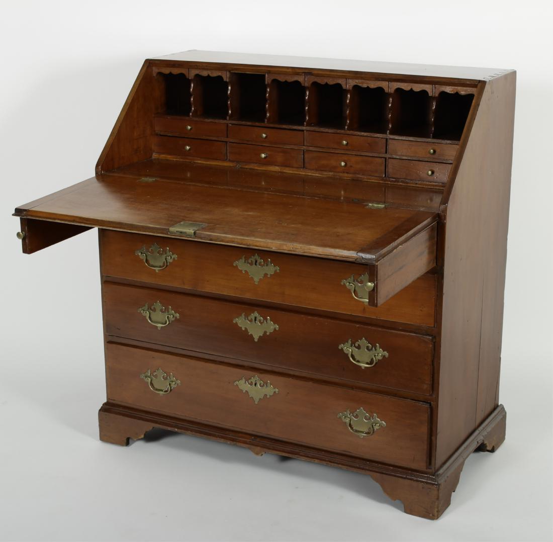 Federal Cherrywood Slant Front Desk, Late 18th C.: Fitted interior Dimensions: 40" H x 37" W x 19 1/2" D Property Title: From a Westchester County, New York estate (EPEN35-171) (WT)