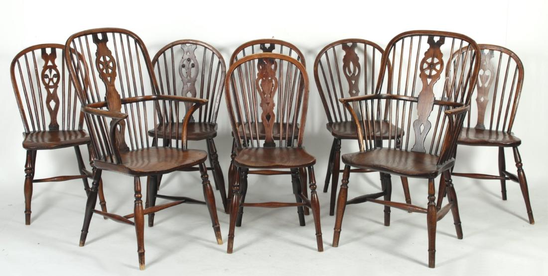 8 Elm Windsor Chairs, Largely 19th C. (1 of 9)