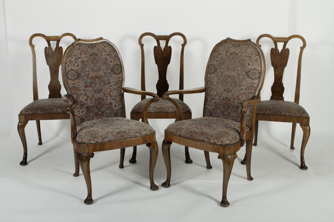 Set of 6 Queen Anne Style Walnut Dining Chairs (1 of 6)