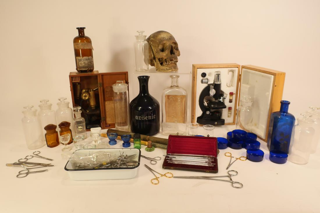 Vintage Medical Collection Incl. Skull, Vials etc. (1 of 5)