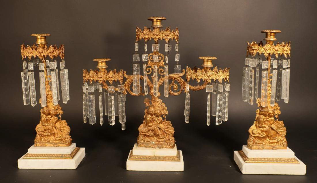 Three Marble, Brass, and Glass Candelabra (1 of 4)