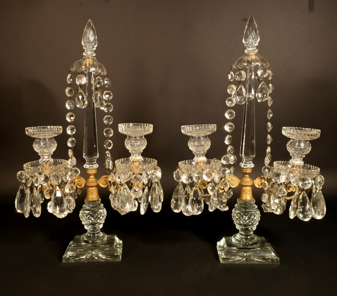 Pair Cut Glass & Prism, Prism Swag  Candelabra (1 of 3)
