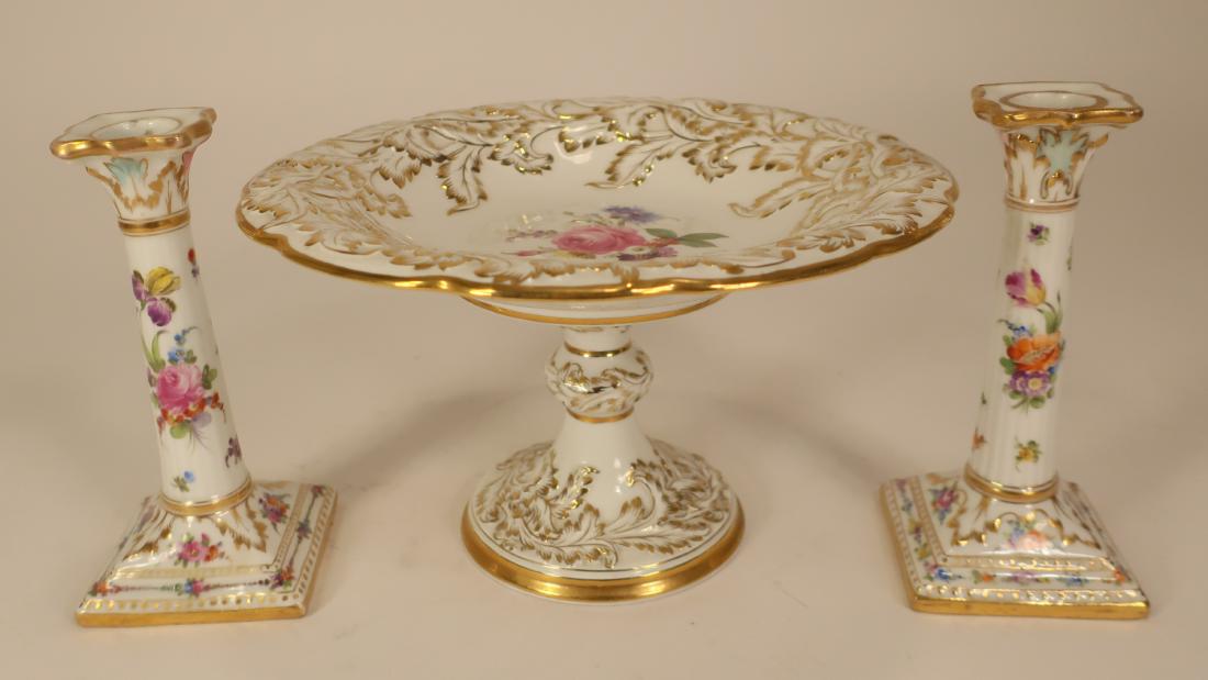 Meissen Pedestaled Dish & Pr. Dresden Candlesticks (1 of 5)