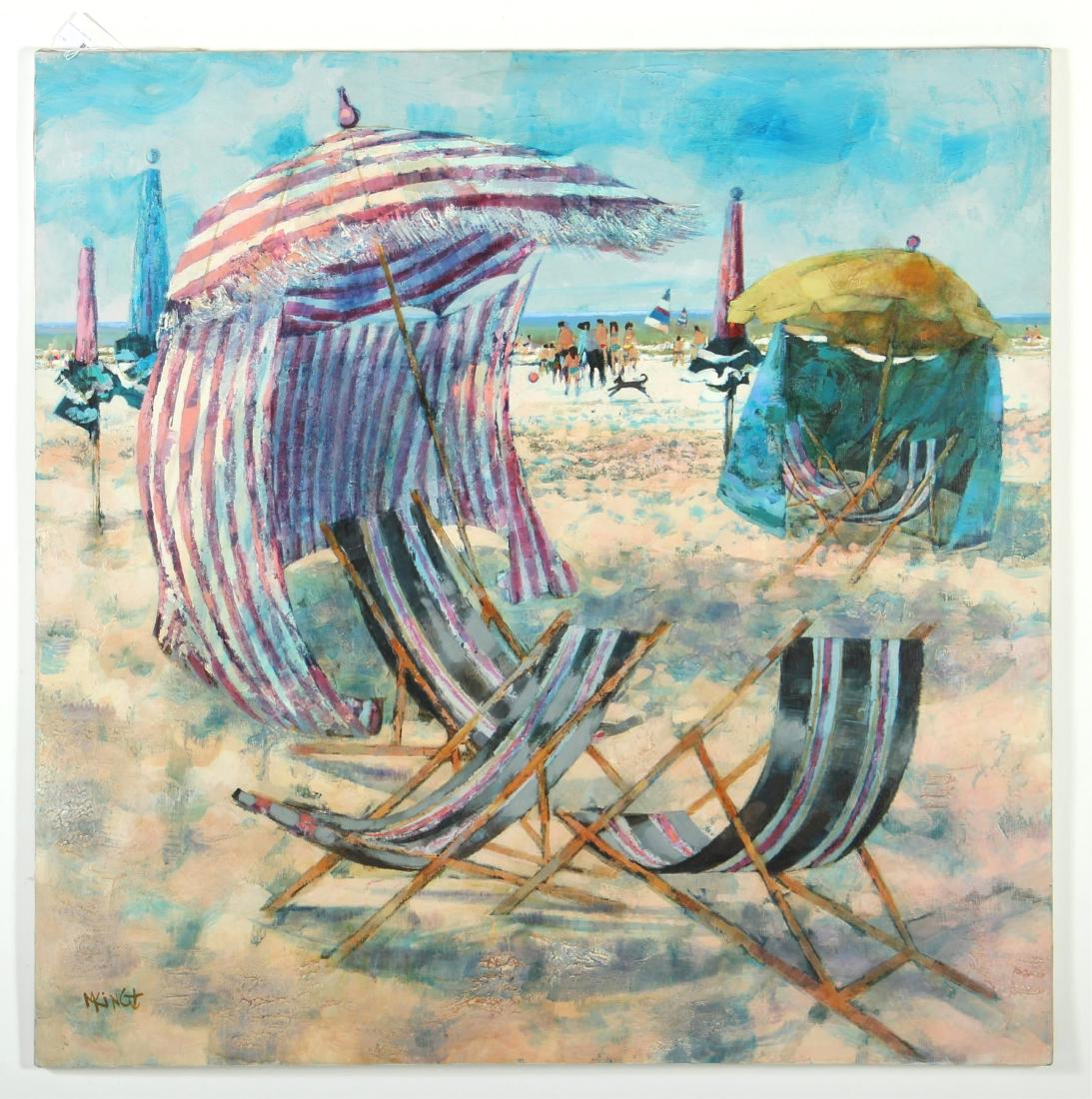 Michel King, 20th C, Chien Noir sur Plage, O/C (1 of 6)