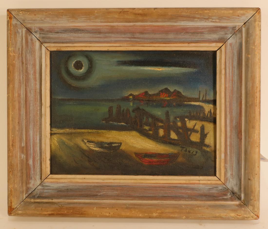 Nicholas Takis, Am., Raritan Bay, O/C: Nicholas Takis , Am.,1903-1965, Raritan Bay, O/C Dimensions: 9" x 12" (MSEG363) (MM)