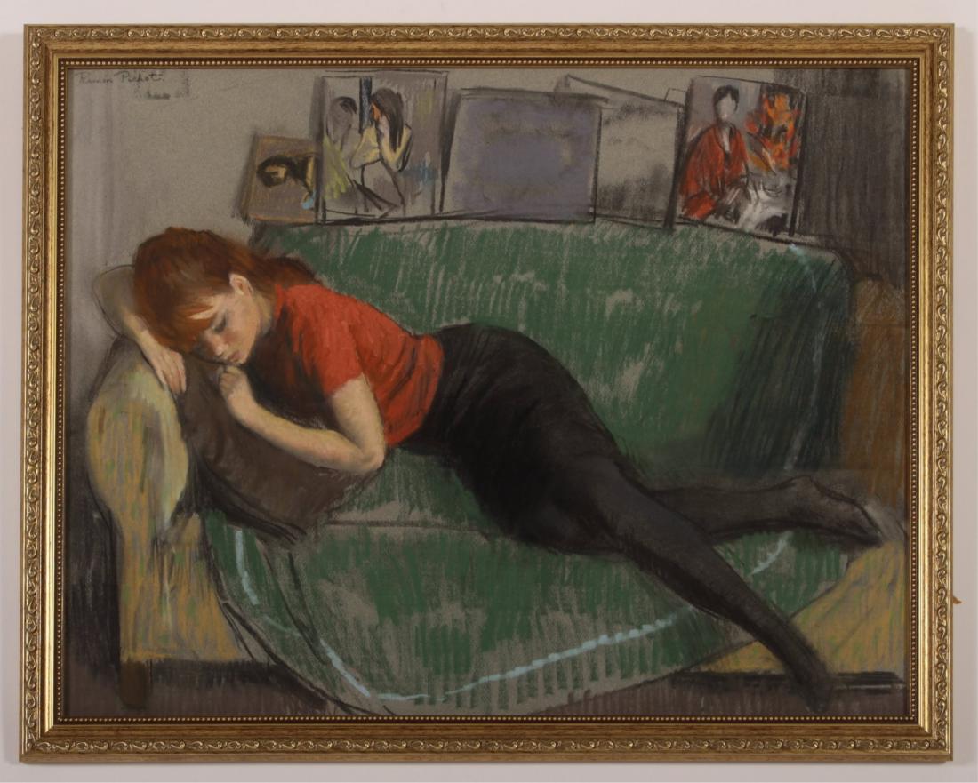 Ramon Pichot Soler, Sp., Sleeping Girl, Pastel (1 of 6)