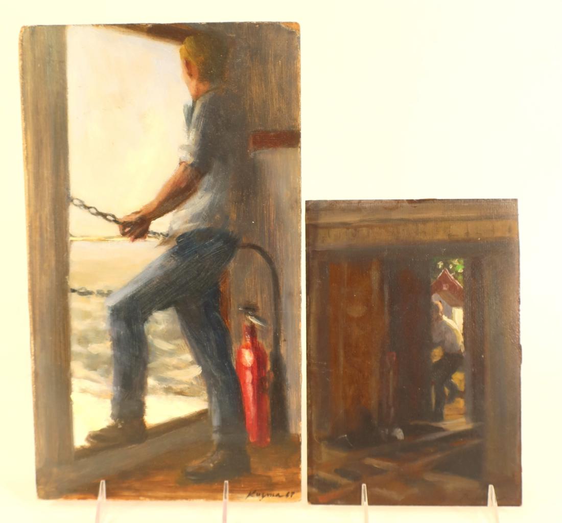 Steve Kuzma b. 1933, Men in Shadows, 2 O/B's (1 of 5)