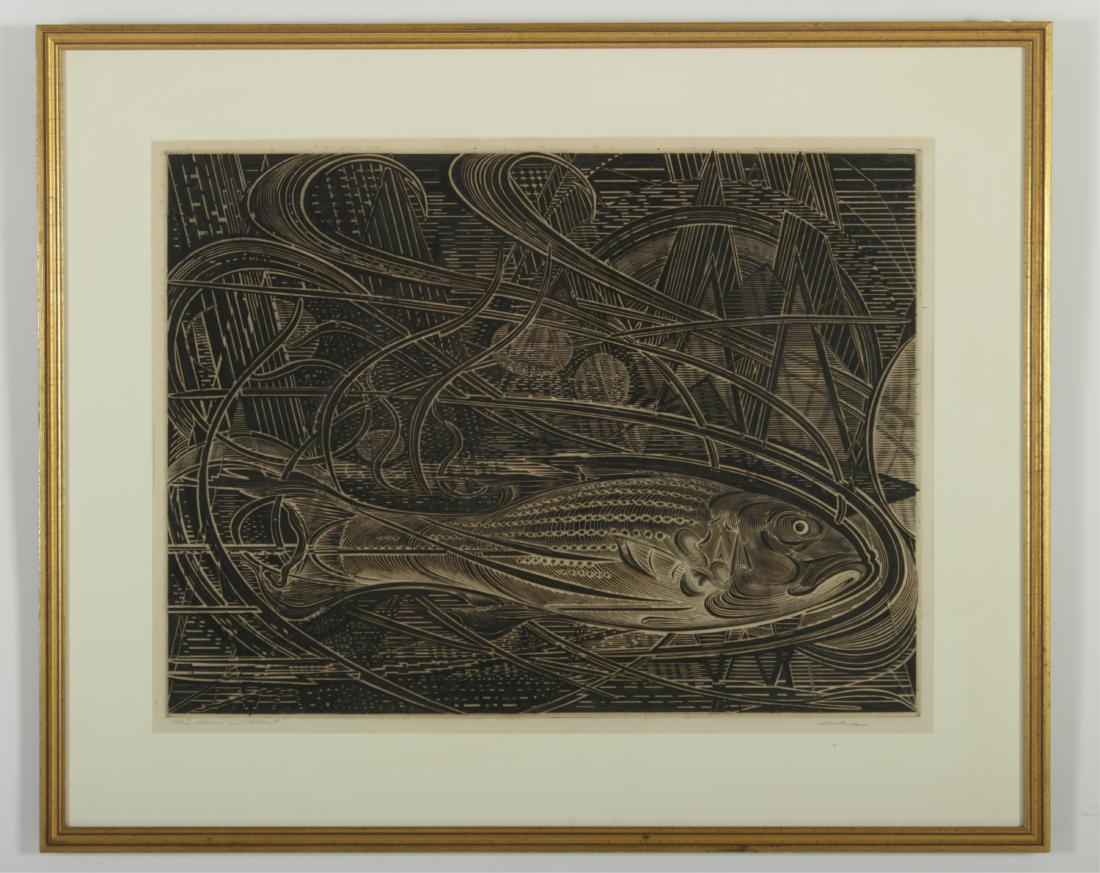 Armin Landeck  Am 1905-1984, "Fish", large etching (1 of 5)