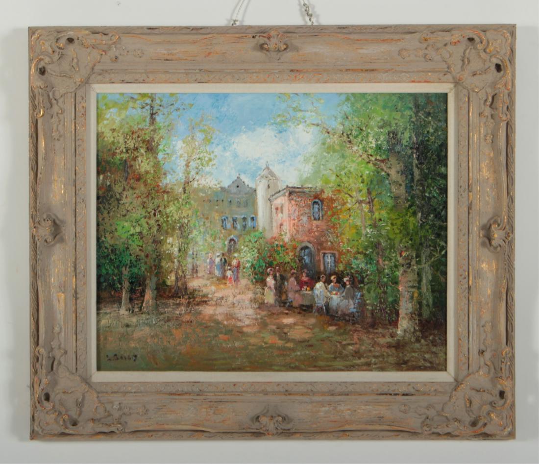 Willi Bauer, Ger., Garden Party, O/C: Willi Bauer, Ger., b.1923,Garden Party, O/C, signed lower left DIMENSIONS: 16 x 20, F.22 x 29 We encourage all bidders to obtain shipping quotes before placing bids. Property from the Arnot Gallery. (