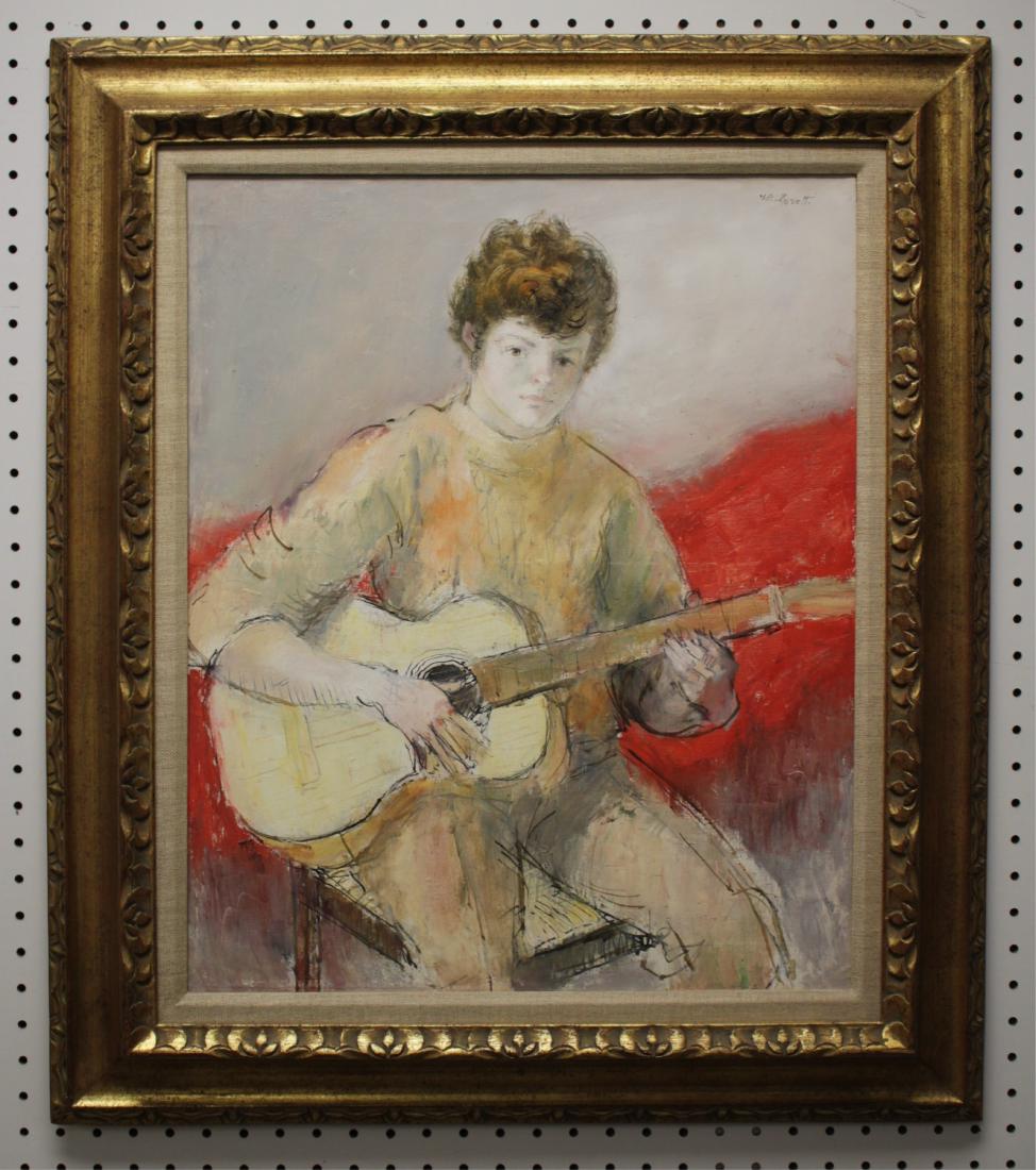 Lucien-Philippe Moretti, Fr., Boy Guitar, O/C: Lucien-Philippe Moretti , Fr.,1922 â€“ 2000, Boy Guitar, O/C, signed upper right DIMENSIONS: 18 x 22, fr. 30 x 26 We encourage all bidders to obtain shipping quotes before placing bids. Property 