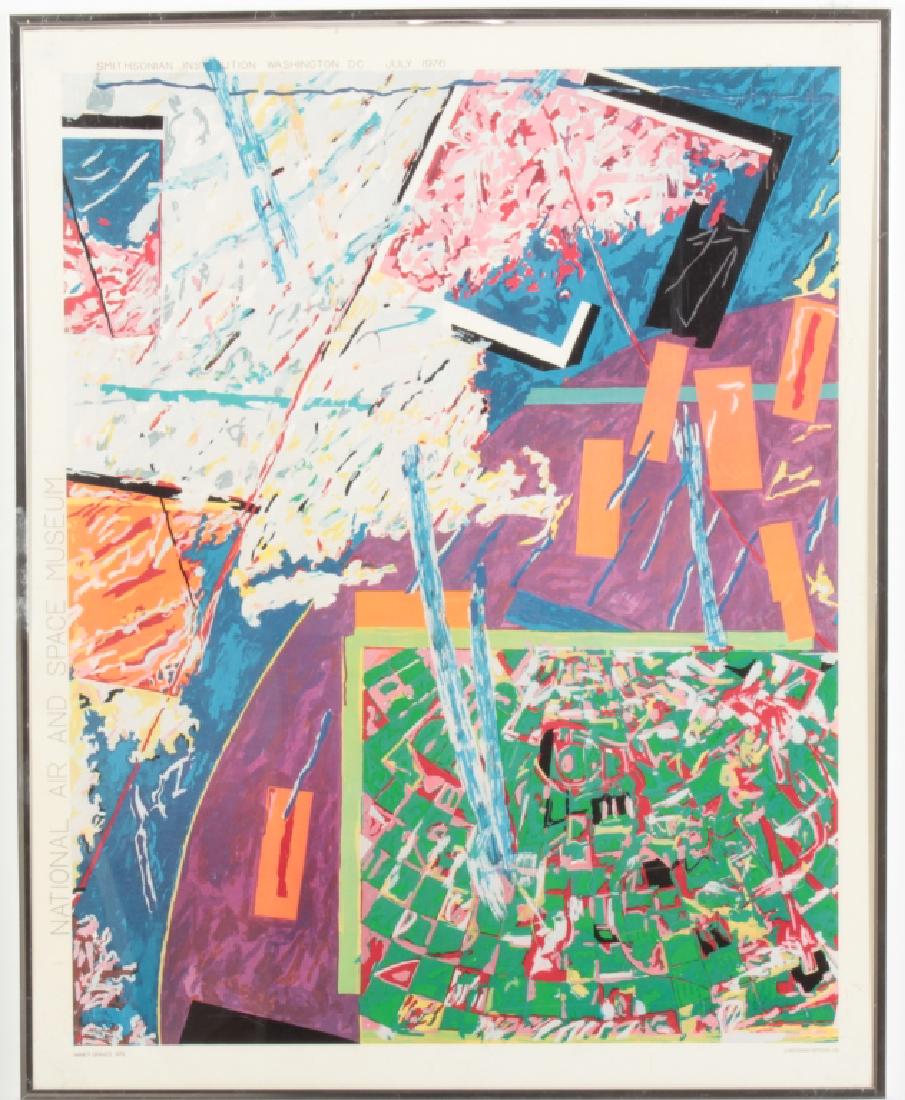Nancy Graves, National Air and Space Poster, 1976: Nancy Graves, American, 1940-1995, The National Air and Space Museum Commerative, 22 color hand-printed serigraph poster created for its 1976 opening, published by Simca Print Artists. Based on a mont