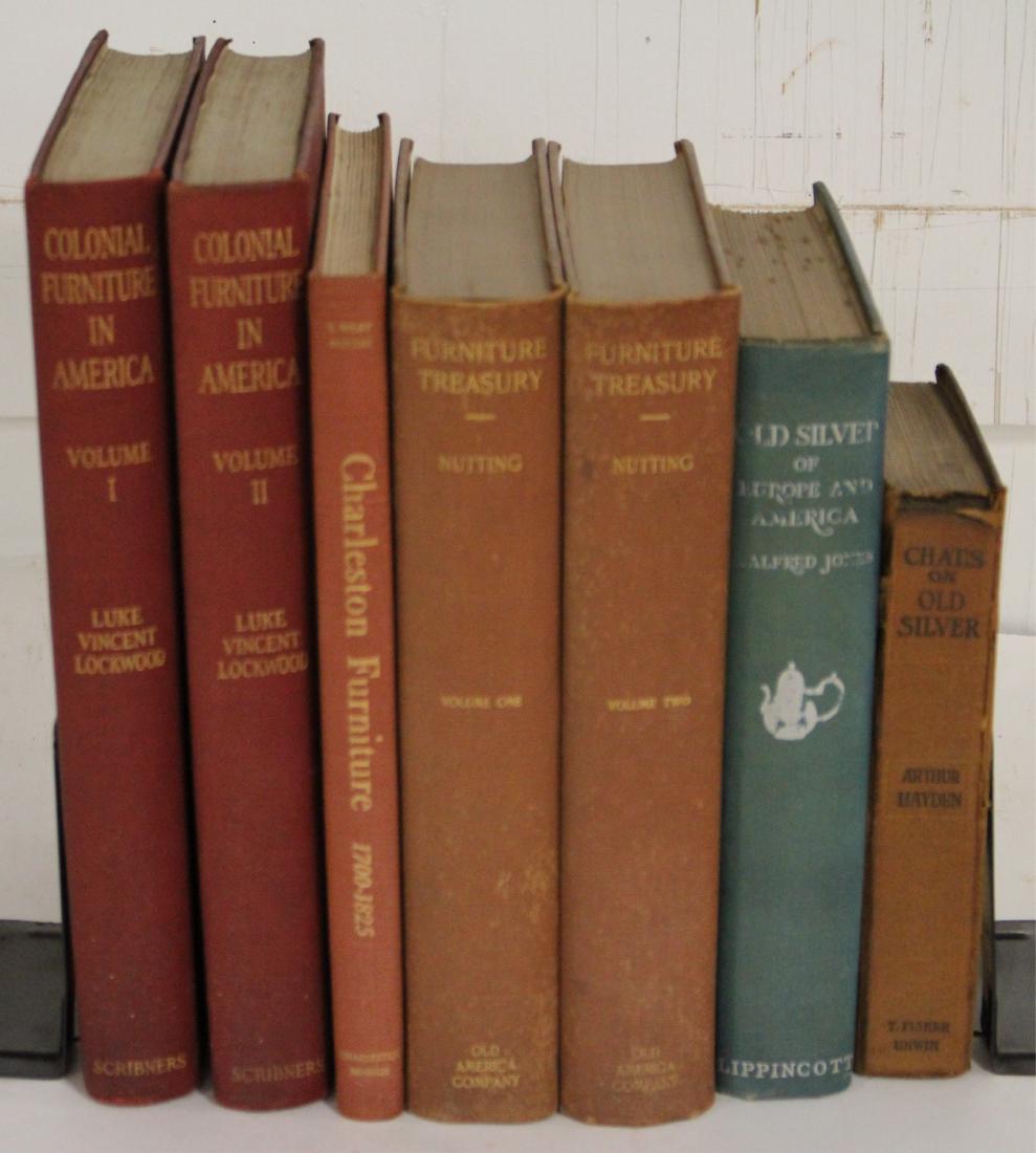 Antique Furniture Reference Books: Furniture Reference books to include:_x000D_ - Colonial Furniture in America, 2 vols, Lockwood, 1926_x000D_ - Furniture Treasury, 2 vols, Nutting, 1928_x000D_ - Two books on silver, one with spine dam