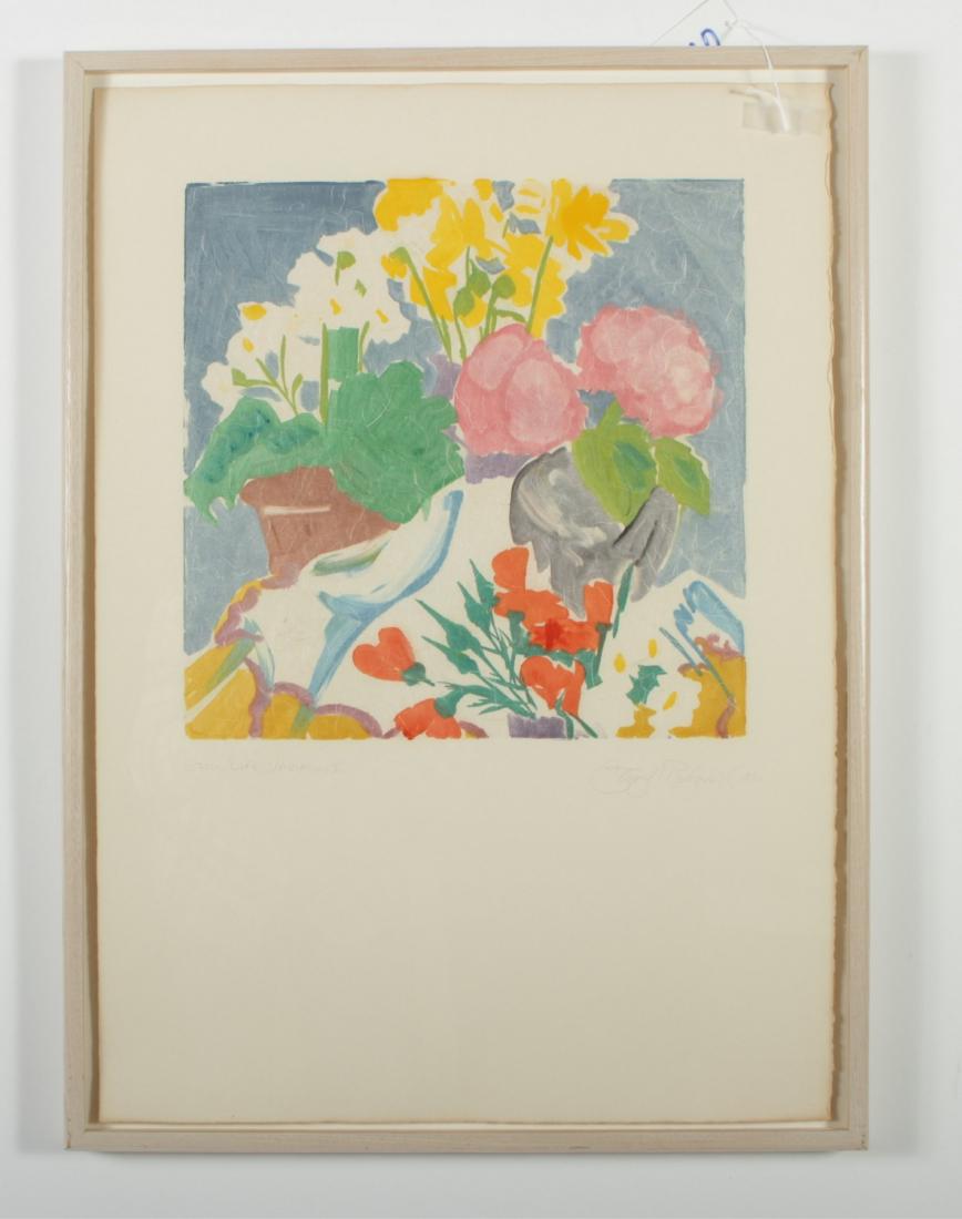 Gary Bukovnic, Am. B.1947, Still Life Variations I: Monoprint, signed lower right, dated 1980. DIMENSIONS: Image: 15.75 x 15.75 We encourage all bidders to obtain shipping quotes before placing bids. Property from the Milbank Art Collection. (MTHM2615)