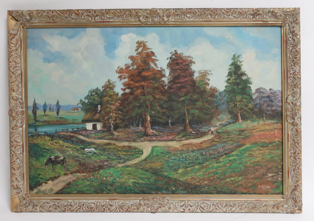 Landscape, 20th C., signed B. Nelson, O/C: Landscape, 20th C.,signed B.Nelson, O/C DIMENSIONS: 28 x 40 We encourage all bidders to obtain shipping quotes before placing bids. (MSEG2336) (MM)