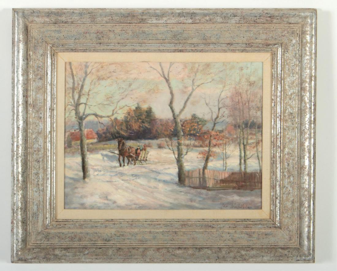 Jan Prochazka, Czech.b. 1957 Sleigh Ride, O/C: Jan Prochazka, Czech., b. 1957, Sleigh Ride, O/C, signed lower right DIMENSIONS: 12 x 16, framed 21 x 24 We encourage all bidders to obtain shipping quotes before placing bids. Property from the Arnot