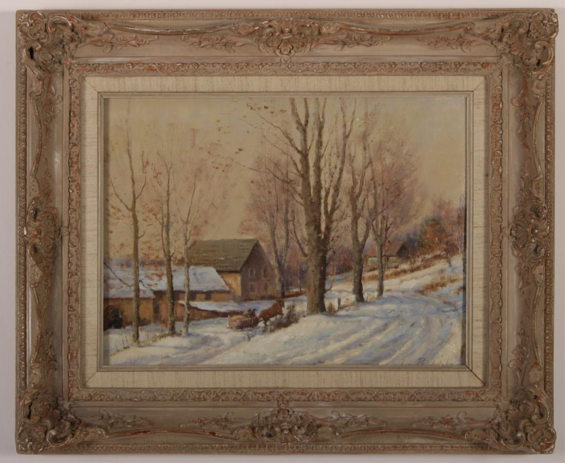 Jan Prochazka Czech., Twilight Sleigh Ride, O/C: Jan Prochazka, Czech., b. 1957, Twilight Sleigh Ride, O/C, signed lower right DIMENSIONS: 12 x 16, Framed 23 x 28 We encourage all bidders to obtain shipping quotes before placing bids. Property from 