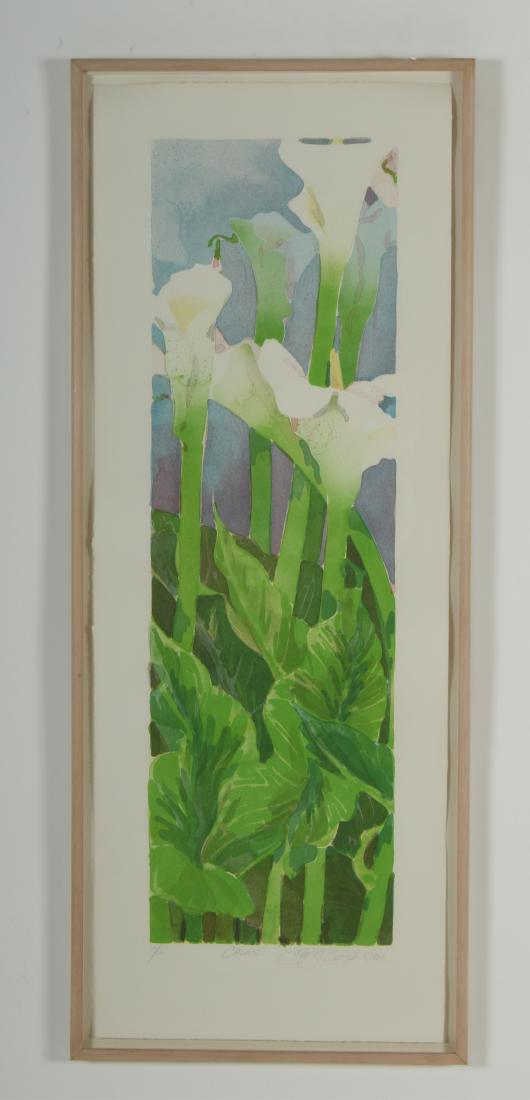 Gary Bukovnic, Am., 20th C., Calalily, litho: Larry Bukovnic, Am., 20th C. "CalaLily I", Lithograph, 16/100, signed lower right, 1980 DIMENSIONS: Image: 29.75 x 9", Frame: 38 x 15" We encourage all bidders to obtain shipping quotes before placing