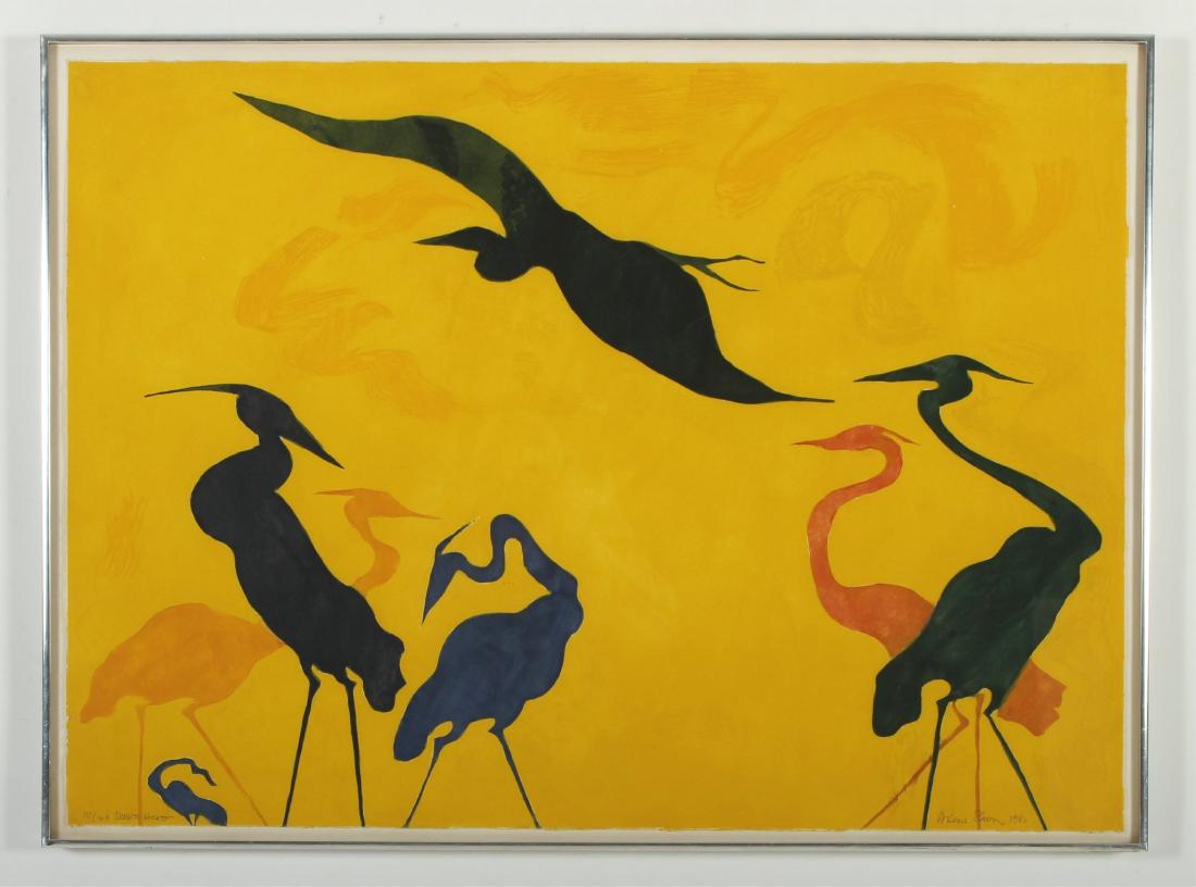 Arlene Slavin, Am., 20th C., Dawn Heron, etching: Arlene Slavin, Am., Dawn Heron, etching, 10/40, signed lower right, 1980 Provenance: 1980, Diane Villani Editions, NY, NY DIMENSIONS: Image: 27 x 38", Frame: 29 x 40" We encourage all bidders to obta