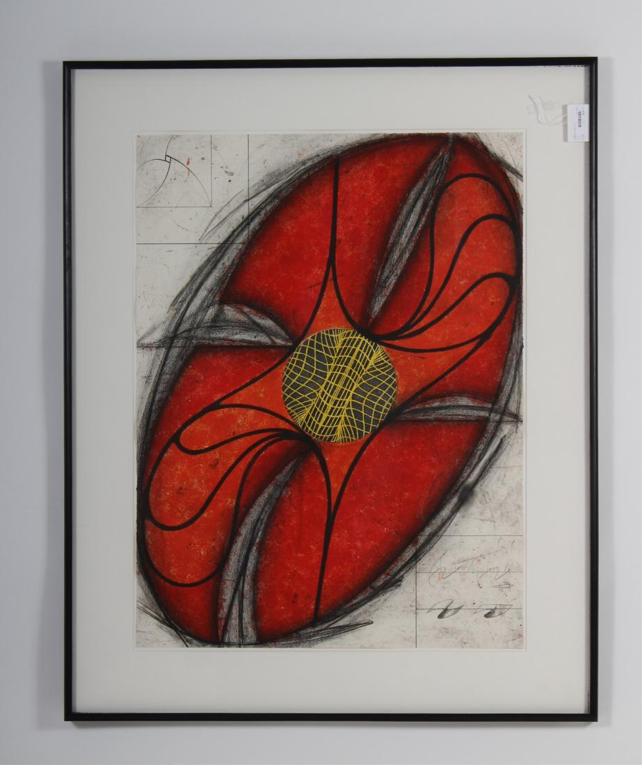 John Newman, Am. b. 1952, 'Foldout' litho: Foldout, Lithograph and etching, PP 3/5, signed lower right, 1985 Provenance: 1989, Steve M.Andersen, MN DIMENSIONS: Image: 40.25 x 30", Frame: 52 x 42" We encourage all bidders to obtain shipping qu