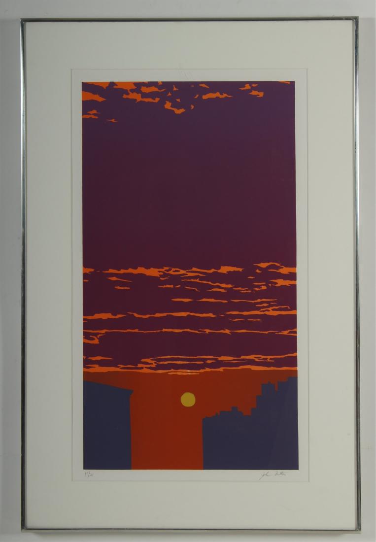 John Button, Am. 20th C., Red Sunset, silkscreen: John Button, Am., 20th C., Red Sunset, silkscreen, 15/40, signed lower right, 1976 Provenance: Fischback Gallery, NY, NY DIMENSIONS: Image: 20.75 x 15.75" We encourage all bidders to obtain shipping