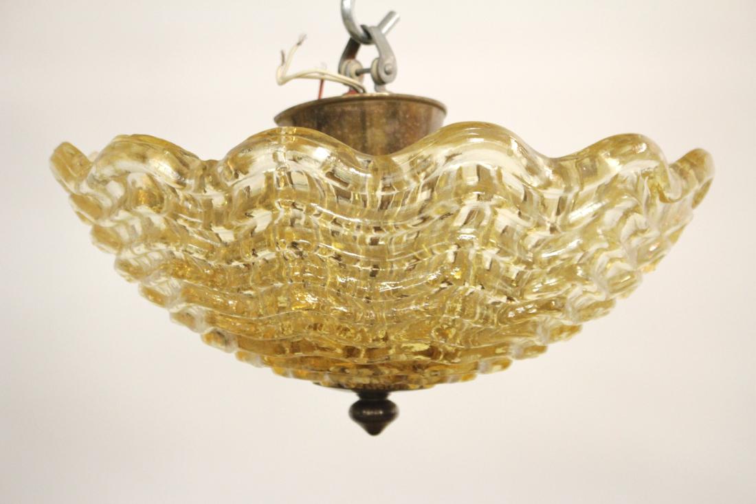 Midcentury Ceiling Light Gold Rippled Glass Murano (1 of 3)