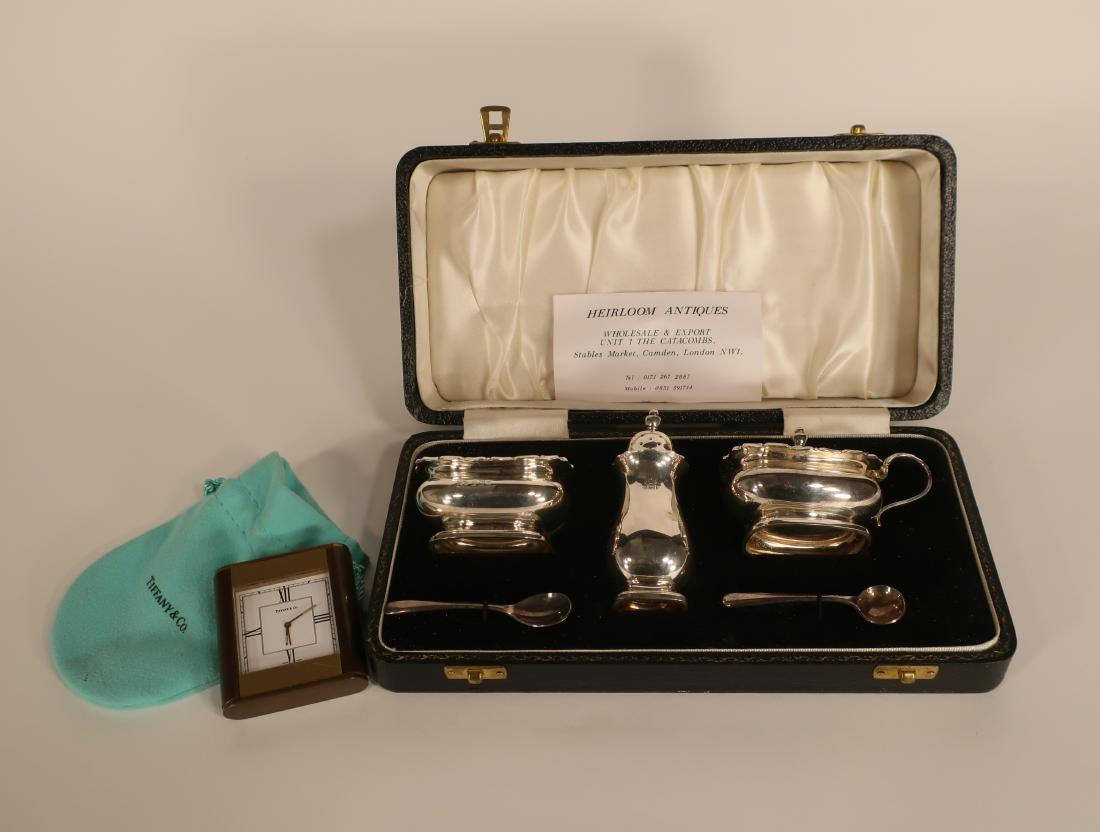 English Sterling Silver Cruet Set & Tiffany Clock (1 of 6)