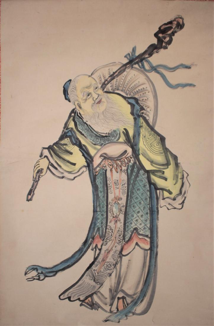 Japanese Scroll, Old Man with Staff (1 of 2)