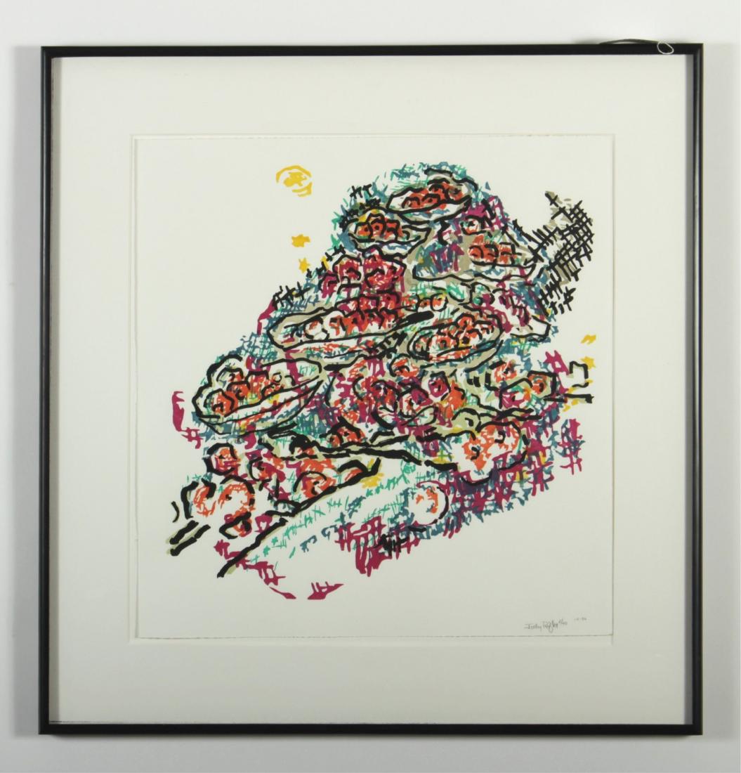 Judy Rifka, San Francisco Still Life Woodcut, 1986: Judy Rifka (American B. 1945). San Francisco Still Life Woodcut. Signed lower right. Dated 1986, edition 5/40 Provenance:1990, Brooke Alexander Editions, NY, NY 23.75 x 22.75 Framed: 33.25 x 31.75 Pro