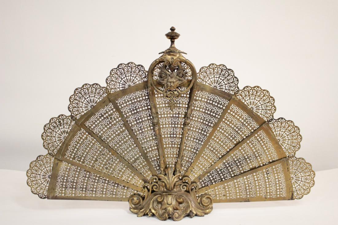 Brass Expandable Peacock Fan Fireplace Screen (1 of 3)