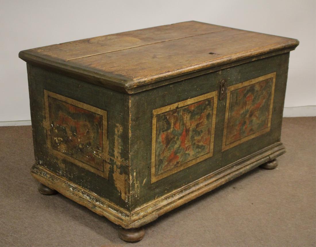 19th C. Folk Art Painted Lift Top Storage Box (1 of 6)